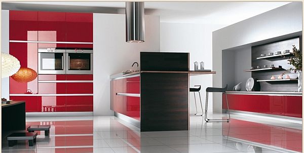 как да използваме червено в дизайна на кухнята 1